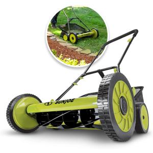 Sun Joe MJ502M Reel Mower w/ 8.5-Gallon, 9-Position Height Adjustment, Foam Grip, Compact Design, Green, 20-Inch Manual w/Grass Catcher