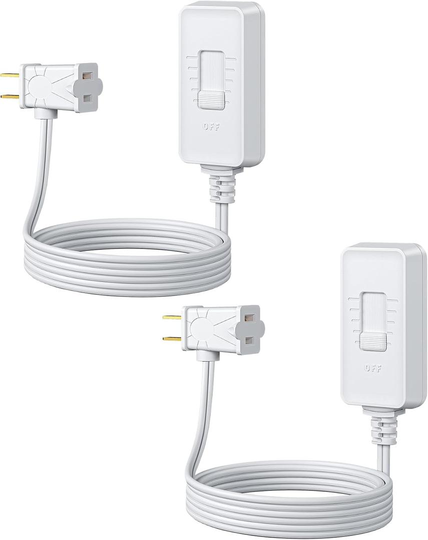 DEWENWILS Plug in Dimmer Switch for Lamp, Table Lamp Dimmer for Dimmable LED/CFL Lights and Incandescent Bulbs, Full Range Slide Control, Extension Cord Dimmer, White, 2 Pack