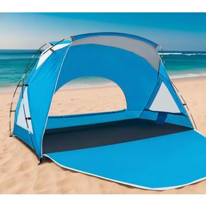 Beach Tent, Portable Sun Shelter for 2/3/4/6-8 Person with UPF 50+ UV Protection, Easy Setup Waterproof Beach Shade Canopy Cabana for Family Outdoor and Picnics, Fishing with Carrying Bag (Blue)