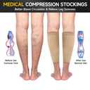 15-20 mmHg Compression Socks for Women & Men, Pregnancy Compression Socks Medical Footless Graduated Compression Stockings for Varicose Veins, Edema, DVT, M (Beige)