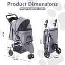 KMFurnila 3 Wheel Pet Stroller for Dogs and Cats, Foldable, Lightweight and Durable, Ideal for Small to Medium Pets, Includes Storage Basket and Cup Holders