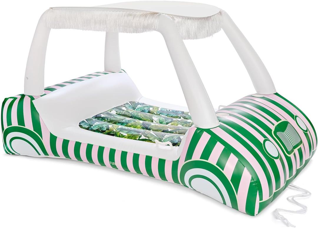 FUNBOY Giant Inflatable Luxury Golf Cart Pool Float, Two Cup Holders, Removable Fringe Shade, Float for Summer Pool Party and Entertainment, 90"
