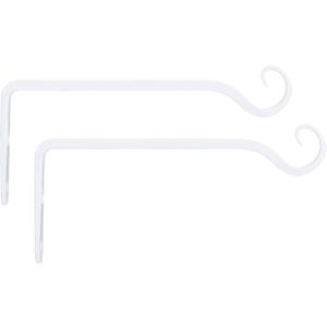 Mkono Plant Hangers Indoor, 10 Inch Metal Plant Bracket, Decorative Wall Hooks for Hanging Plants, Bird Feeder, Flower Basket, Wind Chimes, Home Outdoor Decor, 2 Pack White