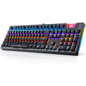 Gaming Mechanical Keyboard K660, RGB Side LED and Backlit Keyboard USB Wired Computer Keyboard with OUTEMU Blue Switches, 104 Full Key-Rollover, Anti Ghosting Keyboard with IP42 Splash-Proof