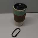 Bosmarlin Ceramic Travel Coffee Cup with Lid, 21 oz, Portable Coffee Mug for Car Cup Holder, Microwave and Dishwasher Safe, Reactive Glaze (Green)