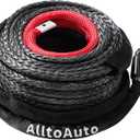Synthetic Winch Rope 3/8" x 85' Dyneema Cable with Protective Sleeve, 27,500 LBs Breaking Strength for Truck 4WD Off-Road Vehicle (Black&Red)