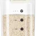 TBMax Rice Container, High Transparency PET Airtight Food Storage Container 2.64 Qt/4 Lbs, Kitchen Pantry Cereal Storage Container with Measuring Cup, Small Pet Cat Dog Food Container Dispenser -Beige (Crystal-Clear&Beige)