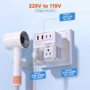 2000W Voltage Converter US to Europe for Hair Dryers, 7-in-1 220V to 110V Converter for European Travel with 3 AC/2 USBA/2 USBC Ports (PD20W), Universal Travel Adapter (White)