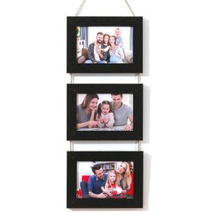 4x6 Wall Hanging Picture Frames, Black 3 Opening Collage Photo Frames.