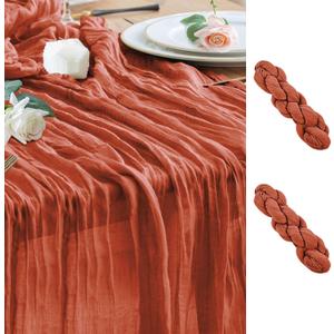 Wokceer Cheesecloth Table Runner 2Pack 10FT Terracotta Fall Cheese Cloth Table Runner Boho Gauze for Party Thanksgiving Long Rustic Sheer Runners for Baby Bridal Shower Wedding Easter