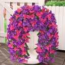 Livole 2Pcs Bougainvillea Artificial Flowers for Outdoors, Realistic UV Resistant Faux Outdoor Plants Flowers, Silk Hanging Fake Flowers for Outside Home Porch Patio Balcony Garden Decor Red Purple