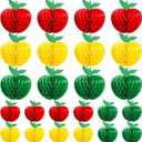 AmazingSpark 24 Pcs Large and Small Apple Honeycomb Hanging Decorations Apple Shaped Tissue Paper Rosh Hashanah Decorations Back to School Decor Table Centerpieces Party Supplies