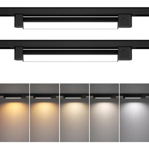 5 Color Linear H Track Lighting Heads Dimmable, Black 25W 2 Pack | H Type Track Light Heads, LED Track Lighting Fixtures Ceiling Spotlight, H Style Track Heads for H Track Lighting Rails