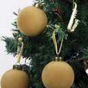 12 Pcs Velvet Christmas Balls Bulk Shatterproof Plastic Christmas Tree Decorations for Decorative Hanging Baubles (12, Khaki, 3.15Inch)