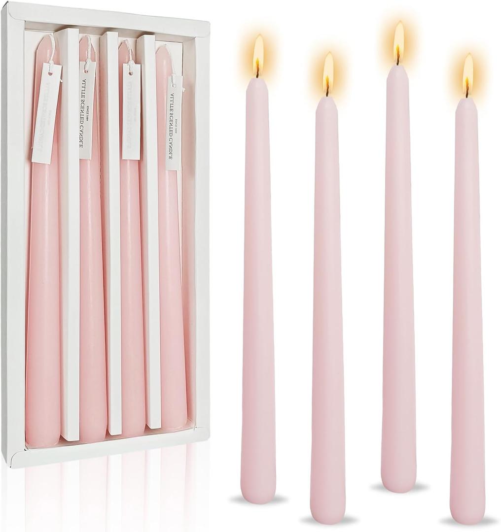 Candlesticks Long Taper Candle,Rose Scented 10 Inches Light Pink Candle Sticks Smokeless Tapered Candles for Home Dcor Holiday Gifts