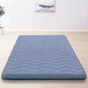Japanese Floor Mattress, 100% High Density Comfortable Foam, 4" Thicken Foldable Mattress Tatami Mat Sleeping Pad, Ideal for Comfort and Support, Kids Floor Lounger Pillow Bed Sofa, Blue, Full