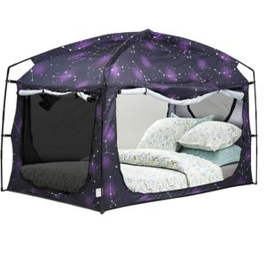 Bed Tent,Portable Privacy Sleeping Bed Canopy,Blackout 90% Drapes for Kids and Adult,Indoor Space Tent with Breathable Large Mesh Windows (Queen, Starry)