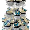 Gowing 6 Tier Cupcake Stand, Cupcake Tower Display, Round Cupcake Holder, Cupcake Display Stand with Base, Acrylic Clear Tiered Dessert Stands for Party