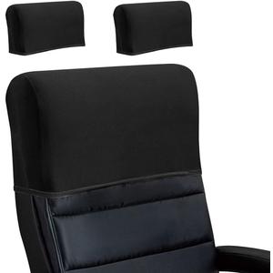 Stretch Office Chair Headrest Cover, Milk Silk Headrest Protector for Office Chairs, Head Rest Covers for High Back Computer Chairs, Furniture, Recliner Chair, 2 Pack, Black