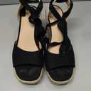 mysoft Women's Wedge Sandals Open Toe Espadrilles Platform Ankle Strap Lace Up Summer Shoes, Black US 8.5