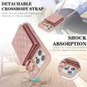 for iPhone 16 Pro Max Case with Card Holder and Strap for Women,Crossbody Lanyard, Make Up Mirror,Ring Stand,Snap Clasp,Cute Phone Wallet Cases 6.9 inch - Dark Rose Gold
