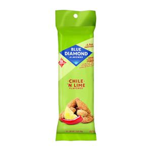 Blue Diamond Almonds, Single Serving Chile N Lime Tangy Flavored Snack Nuts, Non-GMO, Kosher, No Gluten Ingredients or Artificial Flavors, Bulk Pack, Great for Road Trips, Lunches, and On-The-Go, 12 Packs, 1.5 oz. Single Packs (EXP 10/24/27)