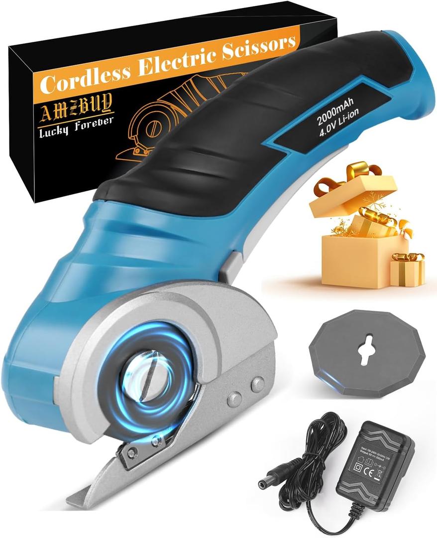 Cardboard Cutter Cordless Electric Scissors - Fathers Day Dad Gifts from Daughter Son, Electric Box Cutter for Cardboard Recycling, Rotary Blade Heavy Duty Carpet Cutting Tools Easter Basket Stuffers