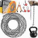 [Upgraded] 79 Black Electroplated Steel Hanging Chain with S-Hooks, Snap Hooks, Ceiling Hooks & Pliers, 33LBS Load Capacity, Adjustable Length for Hanging Bird Feeders, Planters, Lanterns, Billboards