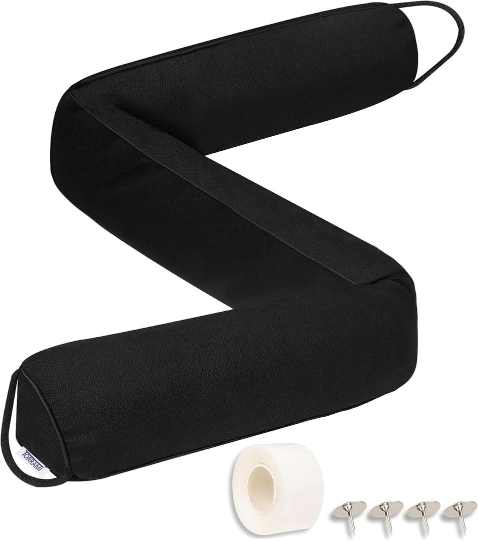 TORRAMI Under Door Draft Stoppers 32 Inch, Heavy Triangle Stop Draft Block Cold Air/Wind/Breeze Noise Blocker Door Sweeps Weather Stripping Bottom Seal Black