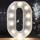 Pooqla LED Marquee Letter Lights, Light Up Silver Letters Glitter Alphabet Sign Battery Powered for Night Light Birthday Party Wedding Girls Gifts Home Bar Christmas Decoration, Silver Letter O