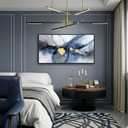 Blue Abstract Wall Art for Living Room Modern Artwork for Wall Decor Large Framed Canvas Paintings for Office and Bedroom Blue and Gold Pictures for Living Room Wall 20×40IN