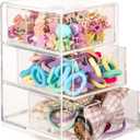 Mini Clear Acrylic 3-Drawer Organizer for Girls Hair Accessories, Jewelry, Makeup, Desk Supplies Small Storage Box for Clips, Scrunchies & Bathroom Essentials