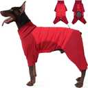 IDOMIK Dog Coat, Waterproof Dog Winter Coat with Harness Hole, Four-Legged Turtleneck Doggy Jackets for Large Medium Small Dogs, Warm Pet Pajamas Snow Jacket for Christmas Cold Weather,Red,XL