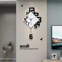 FLEBLE Large Wall Clocks for Living Room Decor Silent Pendulum Battery Operated Non-Ticking for Bedroom Kitchen Office Home 26" Decorative Clock Square White Wood Wall Decor for School Indoor, Medium