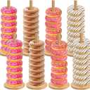 Giantree 4 Pack Donut Stand, Donut Stand For Dessert Table Donut Wooden Stand Donut Display Stand Tower Bagel Stand Holder Doughnut Stand 10.62in Long For Party Christmas Birthday New Year Wedding