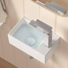 White Wall Mount Right Hand Sink, CE Certified, Ceramic 