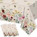 3 Pcs Spring Floral Tablecloth, Butterfly Wildflower Plastic Disposable Tablecloth Rectangle Table Covers for Easter, Birthday, Wedding, Mothers Day Tea Party Supplies and Decorations,54 x 108 Inch
