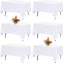 FINDYOU 6 Pack White Table Cloth Rectangle Table Cloths for 8 Foot Rectangle Tables 60 X 126 Inch Washable Polyester Tablecloth for Weddings, Parties, Banquet, and Daily Use
