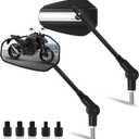 Motorcycle Mirrors for Handlebars - Long Stem Double Adjustment Motorcycle Rearview Mirrors Compatible with Street Dirt Bike Quad Adventure Scooter Ebike