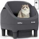 Self Cleaning Litter Box, Automatic Cat Litter Box-APP Control, Open-Design Electric Litter Box, Safety Anti-Pinch, Odor-Free Waste Disposal Includes Trash Bags, Suitable for Multiple Cats, Grey