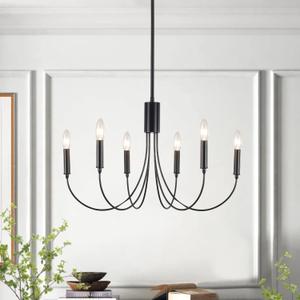 Black Chandelier 6-Light Modern Iron Farmhouse Chandeliers for Dining Room Rustic Industrial Light Fixtures for Bedroom Living Room Kitchen Island