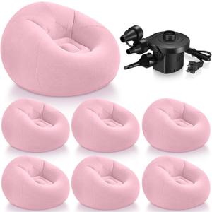Realspring 6 9 6 Pcs Inflatable Bean Bag Chairs for Adults with Electric Air Pump, Blow up Couch Folding Portable Inflatable Couch Lazy Sofa for Outdoor Movie Night Camping(Pink,6 Pcs)