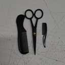 Ontaki 5" Professional German Beard & Mustache Scissors with 2 Comb & Carrying Pouch for Men - Bevel Edge for Precision - Facial Hair Grooming Kit All Body Hair - Black - Beard Trimming Scissors