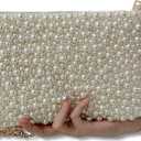 Geiomoo Pearl Purses with Chain, Luxury Glitter Crossbody Beaded Evening Shoulder Bag Sparkly Handbags for Women