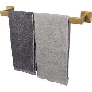 TocTen Bath Towel Rack - Square Base Thicken SUS304 Stainless Steel Towel Bar for Bathroom, Bathroom Accessories Towel Rod Heavy Duty Wall Mounted Towel Holder. (Brushed Gold, 20)