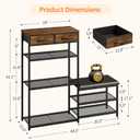 Shoe Rack for Entryway, 5-Tier Shoe Organizer Bench with Cushioned Seat and 2 Drawers, Metal Frame, Wood Top, Adjustable Feet, Holds 16-20 Pairs, Shoe Shelf Stand for Closet, Hallway, Front Door