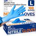Nitrile Exam Gloves, 100 Count Latex-Free Powder-Free Non-Sterile Food Safe Disposable Glove, Blue Pack of 2