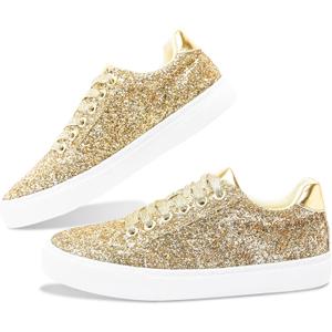 Jeekopeg Glitter Sparkly Fashion Sneakers Shoes Shiny Casual Shoes Bling Sequin Concert Low Cut Lace up Shoes (9 Women/7.5 Men)