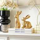 AOMOONOA Gold Bunny Decor, Easter Bunny Figurines Set of 2, Small Rabbit Decor with Metallic Rough Finish, Resin Bunnies for Spring Table Centerpiece, Elegant Home, Mantle Shelf Decor