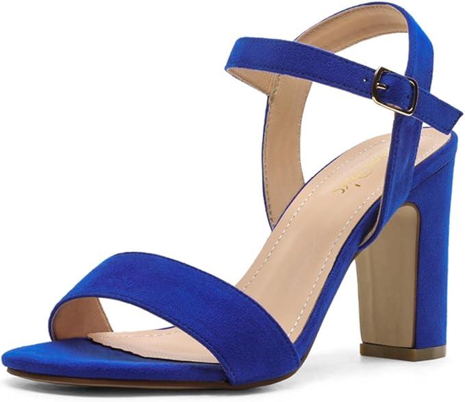 DREAM PAIRS Women's Chunky Heels Open Toe Ankle Strap High Block Comfy Dress Heel Sandals Pumps Shoes (7)